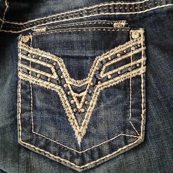 Vigoss Jeans Plus Size 20 Dublin Capri Low Rise Embellished Dark Denim Stretch - Picture 7 of 11